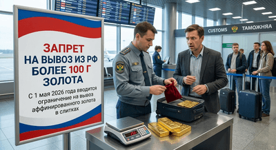Запрет на вывоз из РФ более 100 г золота